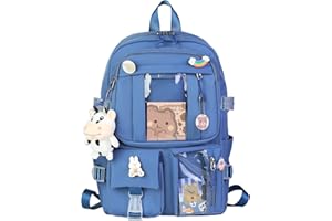 HORHEAR Sac à dos Kawaii pour L'école, Sac à dos Mignon avec Accessoires Kawaii, Broche et Pendentif,Animal en Peluche