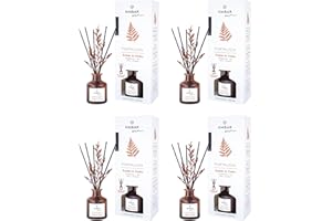 GOLOMINAS COMPANY Pack de 4 Mikados Ámbar Zen 40 ml – Difusores Decorativos con Varillas – Fragancias Relajantes de Cedro, Pachulí e Iris – Ambientador Natural para Hogar, Spa o Regalo