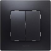 LEGRAND Double Switch 10AX, Nilo&eacute; Monobloc, Full, Black, 396490 | Double Switch 10AX, Nilo&eacute; Monobloc Range, Full Mechanism wi