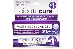 Cicatricure Face & Body Scar Gel, Reduces the Appearance of Old & New Scars, Stretch Marks, Surgery, Injuries, Burns and Acne, 1 Oz (Pack of 1)