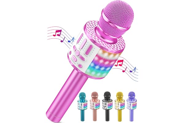 Microphone Sans Fil Bluetooth Karaoké, Portable Karaoké Micro Haut-Parleur Avec LumièRe, Microphone Karaoke Pour Enfants/Adultes Chanter Club Noël Anniversaire Soiree Famille Youtube Live, Idée Cadeau