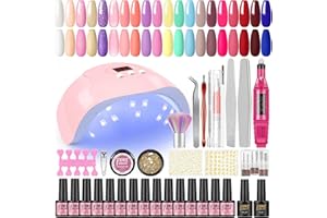 PEACECOLOR Kit de esmalte de uñas completo, cortaúñas eléctrico+20 colores semi permanente, lámpara de uñas de 36W, base y capa superior herramientas de manicura Accesorios Kit de arte de uñas