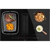 Cecotec Induction Plate with Integrated Extractor Hood Bolero Squad IH 4800 TotalFlex80. 7400W, 15 Power Levels, Timer, Sucti