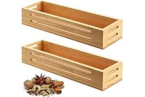 KEBITEDAMAI 2 Pezzi Porta Spezie per Cucina, Porta Spezie daAppendere in Legno, Portaspezie da Parete Salvaspazio, Mensole Cucina per Organizzatori e Ripiani Portaoggetti Armadietti (31,8 x 8,4 x 5,1 cm)
