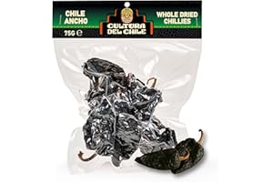 CULTURA DEL CHILE Ancho Whole Dried Chillies 75g - All Natural, Mild Heat with Smoky, Fruity Flavour for Authentic Mexican Taste. Great for Birria Tacos, Mole, Enchiladas and Salsa.