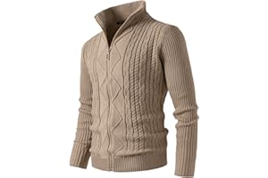 Harbrosrce Uomo Cardigan Giacca Maglia a Cavo Manica Felpa con Zip Caldo Invernale Cappotti Maglione Casual Slim Leggero Pullover