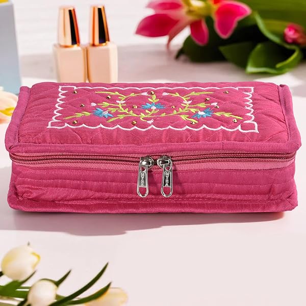 Kuber Industries Polyester Embroidery Jewellery Box For Women - 7