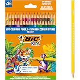 BIC Kids L&aacute;pices de Colorear Fabricados con Madera de Origen 100% Responsable - Colores Surtidos, Caja de 36