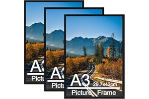 Vasemouh Cornice A3, Portafoto da Parete, Perfetto per Casa Ufficio, Cornice Nera PVC, Set da 3 Pezzi
