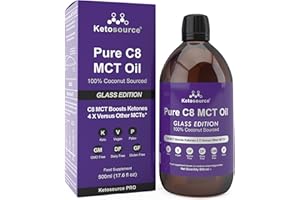Pure C8 MCT Oil | Glass Bottle | Boosts Ketones 4X Versus Other MCTs | Highest 99%+ Lab Tested Purity | 100% Coconut Sourced | Supports Keto & Fasting | Vegan | Bulletproof Coffee | 500ml Ketosource®