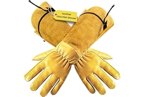 ITC GLOVES ITC Gauntlet Gardening Gloves, Leather Garden Gloves for Men & Women, Heavy Duty Long-Sleeve Gloves for Brambles, Rose Pruning & Outdoor Work