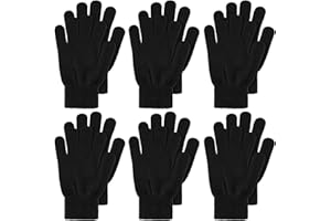 Boyiee 6 Paar Strickhandschuhe Erwachsene Vollfinger Handschuhe für Unisex Damen