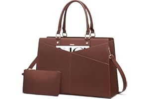 LOVEVOOK Sac Cabas Femme Sac à Main de Cours Lycee PU Cuir,Grande Capacité Sac Ordinateur Portable 15,6/17 Pouces 2 Pièces pour Travail Affaires Voyage Université