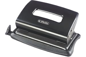 Herlitz Dziurkacz 1,2 mm | Ze skalą | Rozstaw otworów 80 mm | Uniwersalny | Do szkoły uczelni biura | Metalowy | Czarny