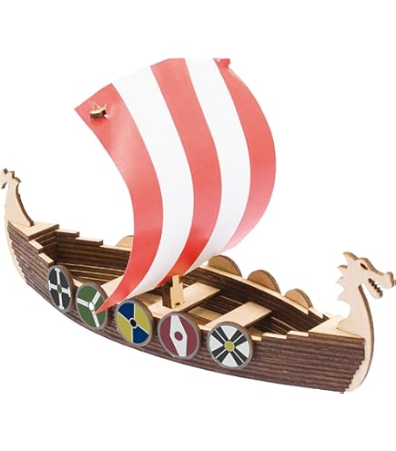 Wikingerboot 33x28cm: Handbemaltes Drachenschiff aus Polyresin. Günstig