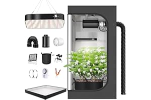 TOPRON Grow Box Kit Completo, 140x140x200cm Growbox, Set Completo di Tende da Coltivazione Idroponica 600D con Lampada LED a Spettro Completo Dimmerabile da 200W