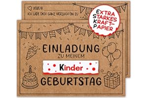‎VULAVA VULAVA 12x Schokoriegel EINLADUNGSKARTEN KINDERGEBURTSTAG Junge Mädchen - die Kraftpapier PARTY Karten sind die EINLADUNG für Jungen Kinder GEBURTSTAG Schokolade Schulanfang Kinderparty DIY