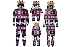 Lettorlick Pyjama Famille de Noël d'hiver Chaud Ensemble de Pyjama pour Homme Femme Enfant bébé Douillet Chaud Chemise de Nuit Jumpsuit Costume Pull de Noël Cadeaux de Noël