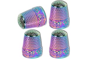 ZESION Fingerhüte, Metall-Fingerhüte zum Handnähen, Fingerschutz, Quilten, Bastelzubehör für Stricken, Handarbeiten, DIY-Werkzeuge, schillernd, 4 Stück