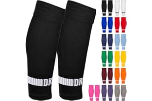 DRIPsox® Football Sock Sleeves - 3 Sizes for Kids, Men, Junior, Women (S:13C-3.5, M:4-7.5, L:8+) - Multiple Colours - 1 Pair Football Sleeve Socks with Breathable Calf Comfort Mesh
