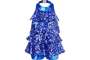Jowowha Girls Kids Sequins Ballet Unitard Dress Modern Jazz Latin Dance Outfit Stage Performance Dancewear Costume