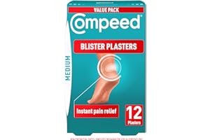 Compeed Blister Plasters Medium Size 12 Pack - Hydrocolloid Foot Treatment - Heal Fast