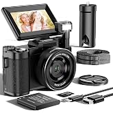 Camara Digital 5K 64MP, Zoom 18X, Webcam USB-C, Pantalla 180&deg;, Vlog Viaje | Camara compacta con resolucion 5K, pantalla girat