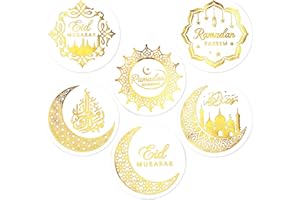 COLOFALLA 120pcs 4cm Ramadan Eid Mubarak Stickers Large Gold Ramadan Kareem Stickers for Gifts Party Bags Candy Box Envelope Seals
