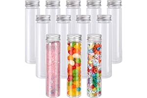 VYZUTR 12 x provette 30ml, provette di vetro trasparente con tappo a vite, provette portafiori, tubi da laboratorio con coperchio per dolci laboratori scienza fiori perle (12 bottiglie - tappi argento)