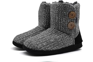 KuaiLu Kapcie Damskie Wełniane Pantofle Domowe Kobiety z Futerkiem Zimowe Ciepłe Oddychające Wysokie Bambosze Botki Miękkie Pluszowe Buty Obuwie do Wnętrz Antypoślizgowe Gumową Slippers