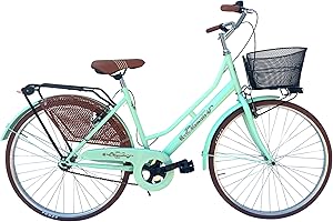 MADICKS Bicicletta Donna da Passeggio Olanda Misura 26 Bici da città Vintage retrò con Cestino Turchese