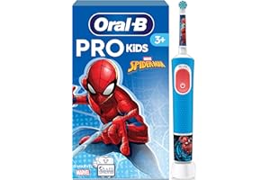 ‎ORAL-B Oral-B Pro Kids Spiderman Elektrische Zahnbürste/Electric Toothbrush für Kinder ab 3 Jahren, inklusive Sensitiv+ Modus für Zahnpflege, extra weiche Borsten, 1 Aufsteckbürste, 4 Sticker, blau/rot