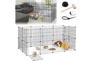 Aufun Zagroda dla królików XXL z drzwiami, zagroda dla małych zwierząt, klatka dla małych zwierząt, zagroda dla królików wewnątrz/na zewnątrz, 142x72x72cm, Czarny