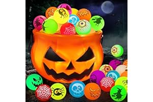 Afoxon 32Pcs Halloween Party Favors Glow In The Dark Party Decoration Supplies Bouncy Balls for Bag Fillers Trick or Treat Halloween Glowing Bouncing Balls