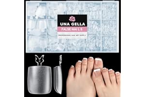 UNA GELLA Capsule Américaine Ongle Pieds Carrés, 504 Pièces 15 Tailles, Gel Doux Full Cover pour Orteils, Autocollants Acryliques Soak Off pour Pédicure et DIY