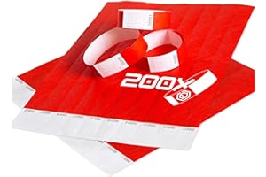 Docksnet Braccialetti Carta Eventi Resistenti e Personalizzabili - Bracciali Monouso Identificativi Colorati (200 Pezzi, Rosso)