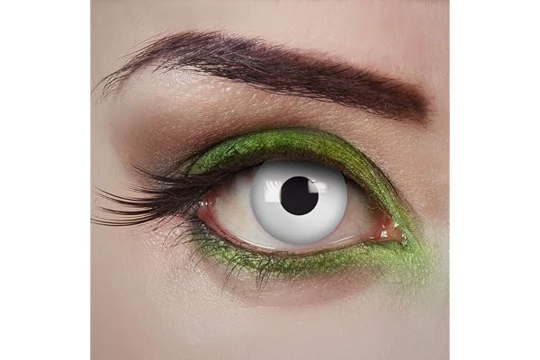 aricona lentilles de contact - lentilles de couleur pour un jour – Zombie Alarm - lentilles blanches sans correction pour Halloween & les fêtes costumées