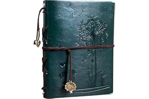 MINGZE Álbum de Fotos Cuero, Scrapbooking Boda Album de Viajes de niños Libro de graduación Crecimiento del bebé Aniversario Cumpleaños Festival, Promesa de Diente de león (Pequeño Verde)