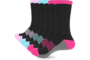 ouhos Women Ladies Work Walking Thermal Winter Socks, Black Anti Blister Hiking Sports Cosy Cotton Socks for Womens Size 4-7 Multipack, Cushioned Thick Warm Support Crew Socks 3 Pairs