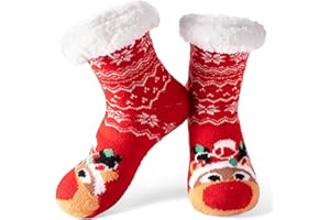 Giggling Getup Damskie skarpety świąteczne, puszyste, antypoślizgowe, ciepłe, miękkie skarpety do domu, prezenty świąteczne