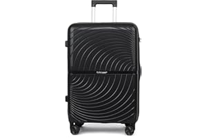 Fly Kite Luggage 20 Inch Cabin Suitcase 100% Polypropylene Hard Shell with Aluminium Trolley Handle Real TSA Secure Lock 3 Digit 360° Smooth Wheels Lightweight Suitcase|Black