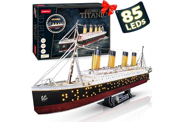 CubicFun Puzzle 3D LED 88 CM Titanic - Bateau Modèle de Titanic Jouets pour Adultes et Ados, 266 Pièces
