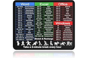 MIKODA Excel Shortcuts Desk Mat - Microsoft Office Shortcuts Mouse Pad, 27x21cm Travel Size, Non-Slip Mousepad for Office/Gaming/Home/Employee Gift