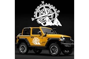 TOMALL 1 Pieza 53cm Calcomanía de Brújula de Montaña Calcomanías Gráficas de Brújula Automática para capó de Automóvil para Vehículos Todoterreno SUV Carrocería Lateral Puerta Tronco Vinilo (Blanco)