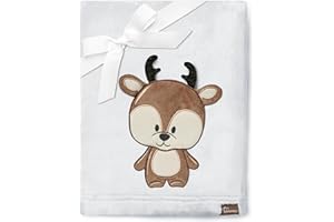 Be Mammy Ciepły kocyk dziecięcy Przytulanka Prezent dla dziecka z Aplikacją 3D BE20-168 (Jasnoszary - Jeleń)