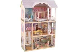 KidKraft Maison de poupée en Bois Kaylee incluant Accessoires et mobilier, 3 Étages de Jeu avec élévateur et Lit à Baldaquin pour Poupées de 30 cm, Jouet Enfant dès 3 Ans, 65869