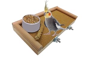 IW DESIGNS Bird platform perch shelf cage accessory! Beech doweling wood perimeter! For cockatiels, budgies, parrotlets, finches, canaries! Strong, built to last! Aesthetic look! Excellent gift!