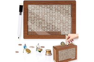 WAYBWZDQ Spardose Holz, Sparbox,Sparbox mit Zahlen Ankreuzen, Sparbox with Ziel, Spardose mit zähler Zum Ankreuzen, Wiederverwendbare Sparschwein mit Sparziel, Spardose für Kinder(10000)