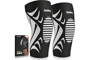 Gobikey Knee Support Brace 2 pack Compression Knee Sleeves for Men Women, Breathable Anti-Slip for Arthritis, Joint Pain, Tendonitis, Meniscus Tear, Ligament Injury, Running (M: 35-41cm)