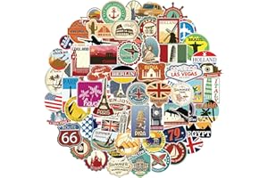 KADERAS Zestaw naklejek podróżnych, 100 sztuk, winylowe naklejki w stylu vintage, retro, na walizkę, laptop, kask, motocykl, deskorolkę, samochód, rower, komputer